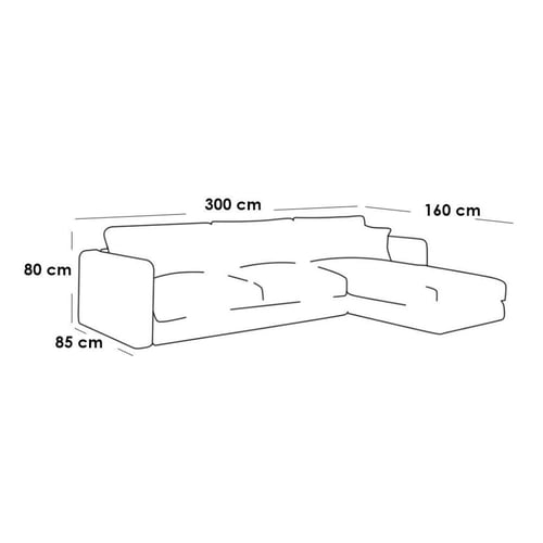كنبة زاوية - كتان - بيج - 85×160×300×80 سم