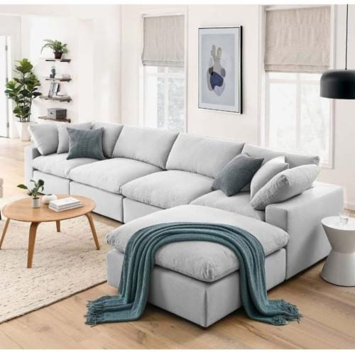 كنبة زاوية خشب سويدي و مخمل - رمادي