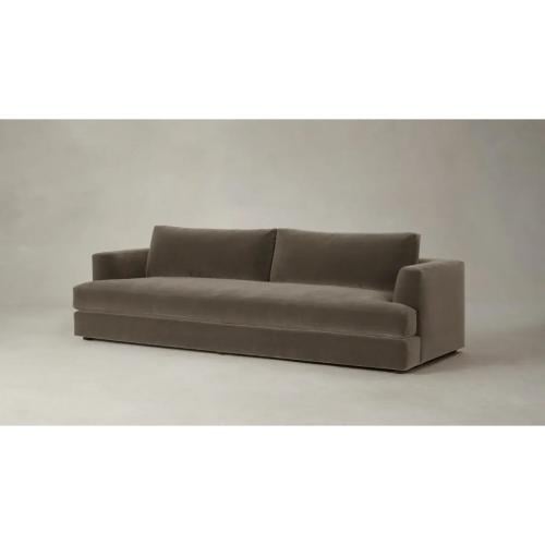 كنبة بثلاثة مقاعد خشب سويدي و مخمل - رمادي