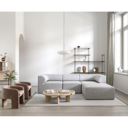 كنبة زاوية خشب سويدي و ممزوج - رمادي