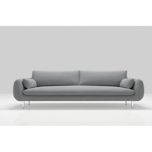 كنبة 3 مقاعد مخمل ومعدن وخشب سويدي - رمادي