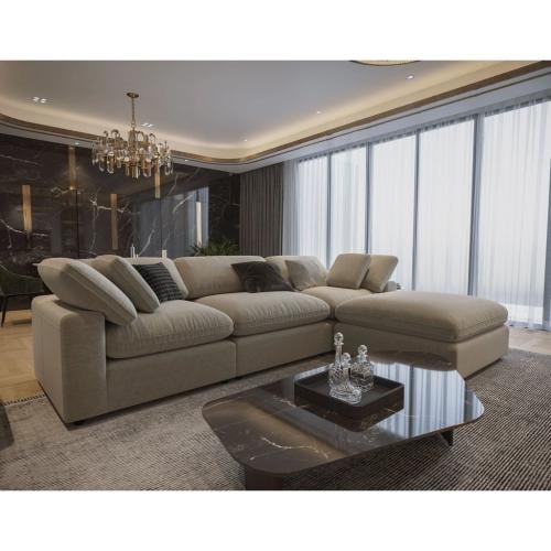 كنبة زاوية 318×212×85×75 سم - بيج