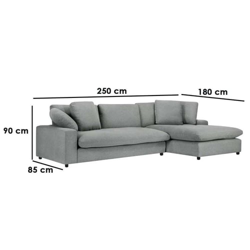 كنبة زاوية 90×180×250×85 سم- رمادي