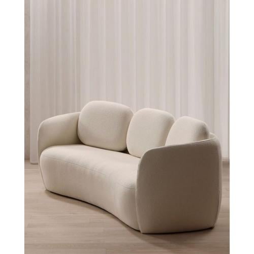 كنبة بثلاثة مقاعد خشب سويدي و بوكليه - اوف وايت