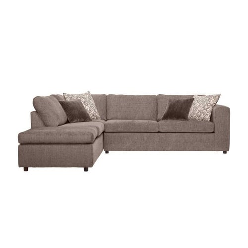 كنبة زاوية خشب فنلندي وكتان - بني