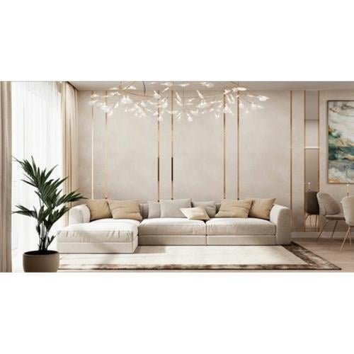 كنبة زاوية خشب سويدي وكتان - بيج