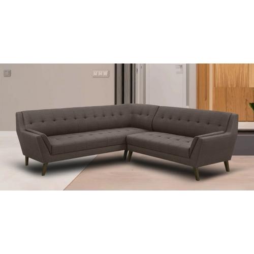 كنبة زاوية كتان وخشب سويدى - بنى