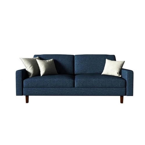 كنبة 3 مقاعد خشب سويدي و كتان - أزرق