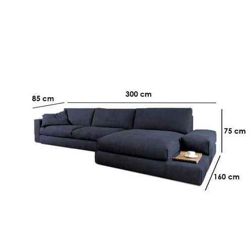 كنبة زاوية 75×160×300×85 سم - أزرق