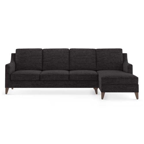 كنبة زاوية خشب فنلندي وكتان - رمادي