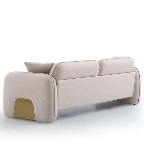 كنبة ثلاثة مقاعد ام دي اف تايلاندي وكتان - بيج