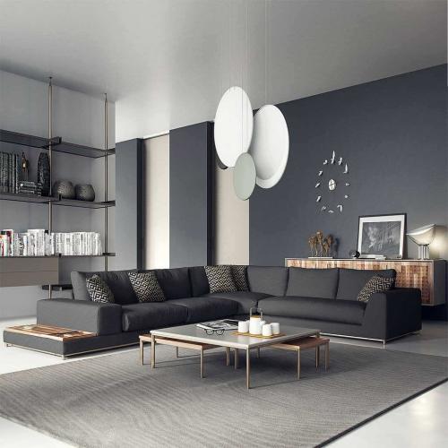 كنبة زاوية خشب سويدي و كتان - رمادي