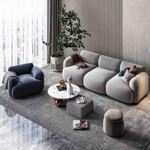 طقم غرفة معيشة قطعتين - رمادي