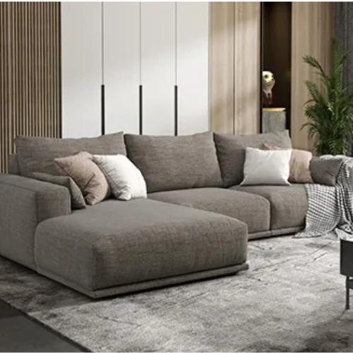 كنبة زاوية خشب سويدي و كتان - بني