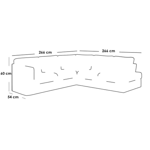 كنبة زاوية 266×266×60×54 سم - بيج