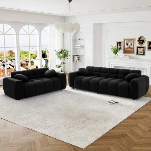 طقم غرفة معيشة ام دي اف تايلاندي و كتان قطعتين - ا...