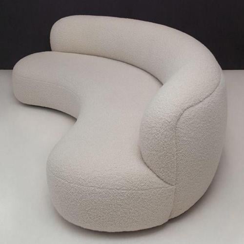 كنبة 4 مقاعد بوكليه وخشب سويدي - أبيض