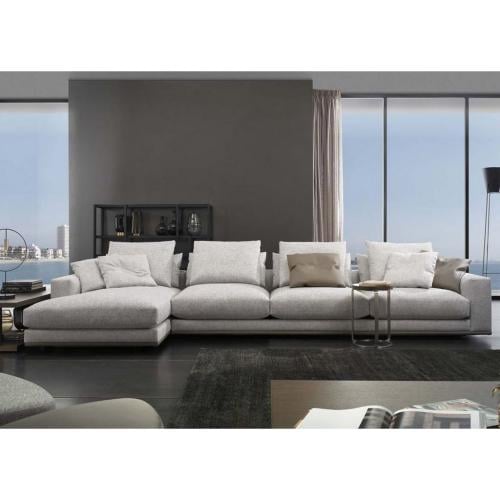 كنبة زاوية - كتان - رمادي - 85×160×300×80 سم