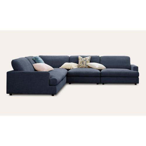 كنبة زاوية خشب سويدي و كتان - أزرق