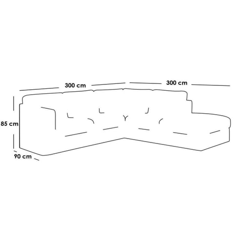 كنبة ركنة خشب سويدي وكتان - رمادي 300X300X85X90