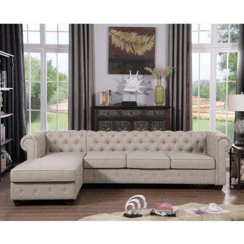 كنبة زاوية خشب سويدي و ام دي اف تايلاندي و كتان -...