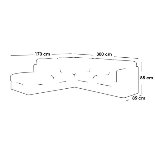 كنبة زاوية 300×170×85×85 سم - رمادي