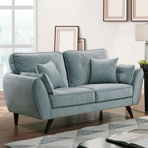 كنبة بثلاثة مقاعد خشب سويدي و مخمل - رمادي