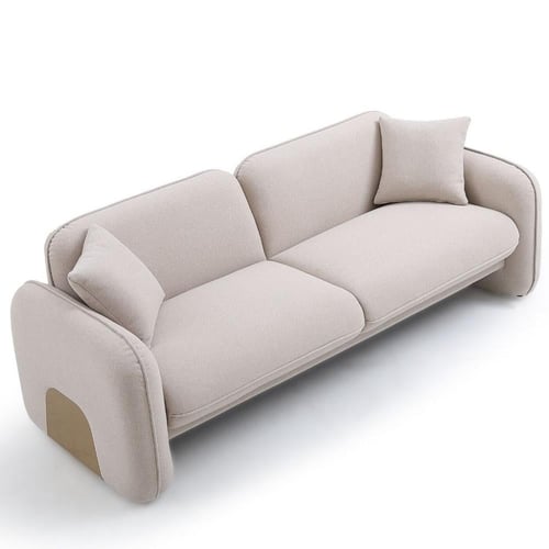 كنبة ثلاثة مقاعد ام دي اف تايلاندي وكتان - بيج