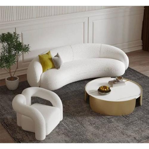 غرفة معيشة خشب سويدي وبوكليه قطعتين - اوف وايت