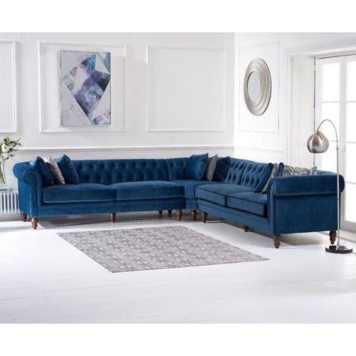 كنبة زاوية خشب سويدي و ام دي اف تايلاندي و مخمل -...