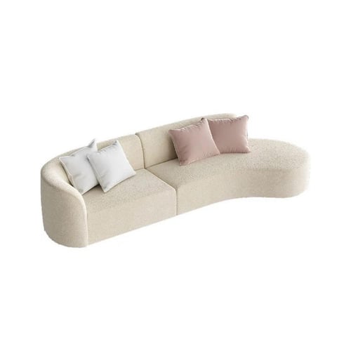 كنبة 4 مقاعد خشب سويدي وبوكلية - بيج