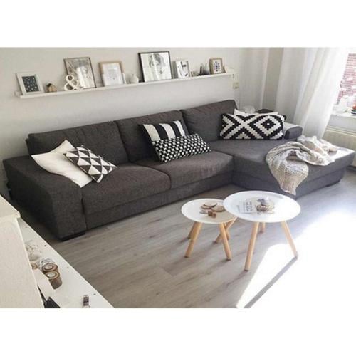 كنبة زاوية خشب سويدي و ام دي اف تايلاندي وكتان رما...