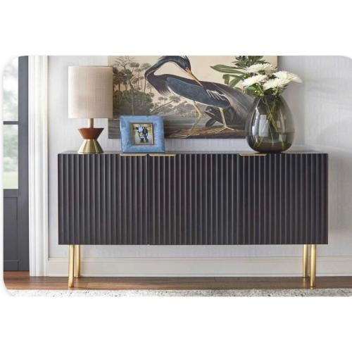 بوفيه خشب 160×40×90 سم - أسود و ذهبي