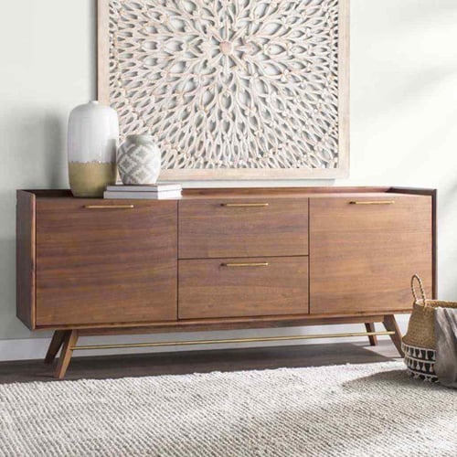 بوفية خشب سنديان طبيعي بني - 80×40×160 سم