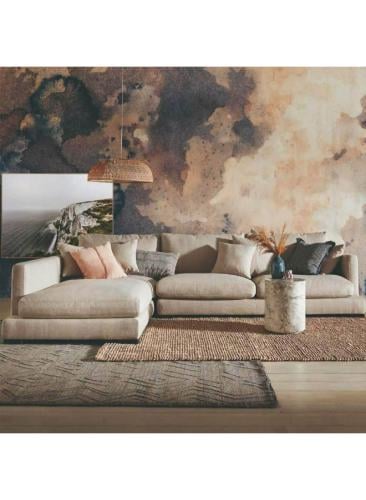 كنبة مقاس 85x180x300x75 سم من الكتان - بيج