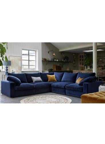 كنبة زاوية بمقاس من الخشب السويدي - أزرق - 260x260...