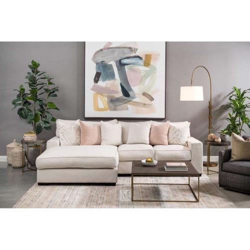 كنبة زاوية خشب سويدي و كتان - بيج