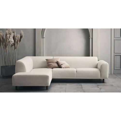 كنبة زاوية خشب سويدي و كتان - بيج