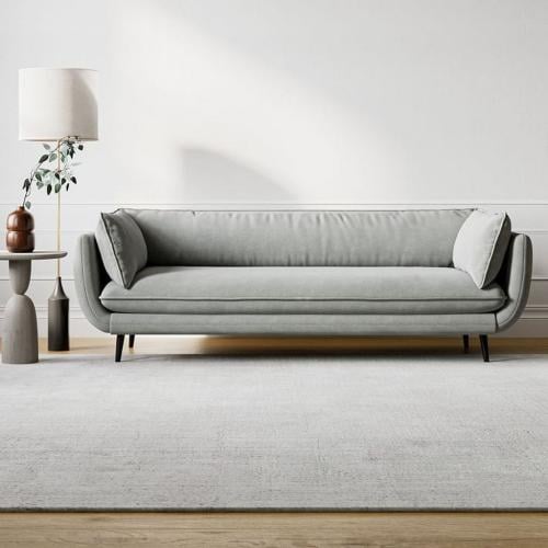 كنبة ثلاث مقاعد مخمل خشب سويدي رمادي