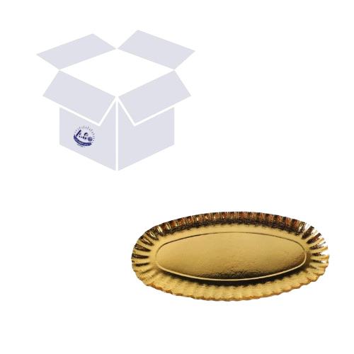 كرتون صحن ورق ذهبي بيضاوي - مقاسات متعددة (10 ربطا...