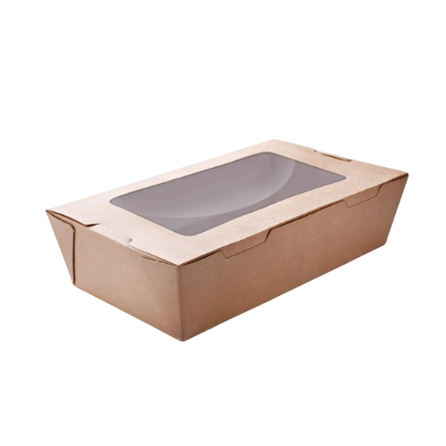 PLW66 علب ورق كرافت بني مع غطاء متصل ونافذة