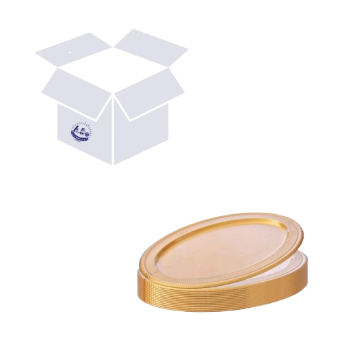 كرتون صحون حلويات بيضاوي وسط ( ذهبي ) 30 حبة