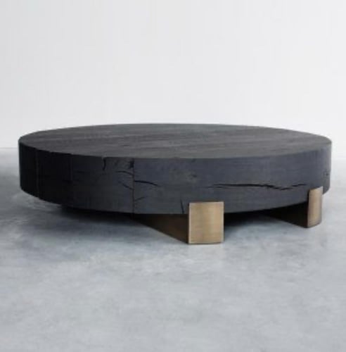 طاولة خشبية بقواعد حديدية