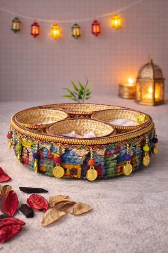 وعاء القش اليدوي المزخرف