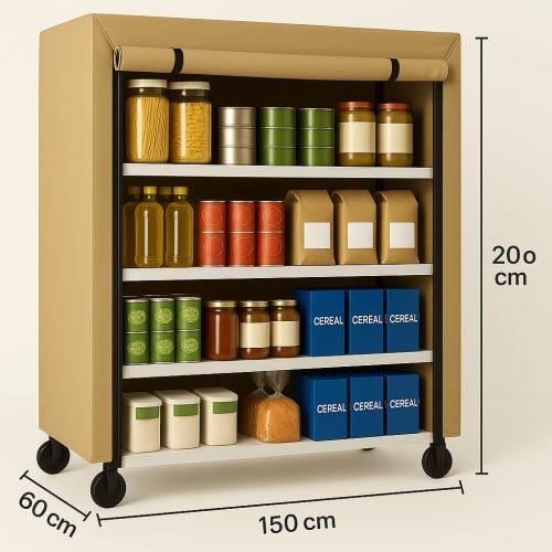دولاب ابيض _واسود_ملبس مع عجلات متحرك 60×1.50200