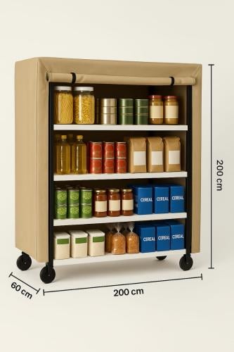 دولاب أبيض_واسود_ملبس مع عجلات متحرك 60×200×200