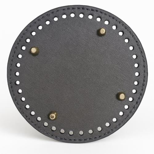 قاعدة شنطة لون اسود فضي جلد دائرية ١٥ سم