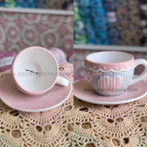 كوب قلب بمبي - ( كيف مزاجك الحين؟ ) كروشيه تريكو