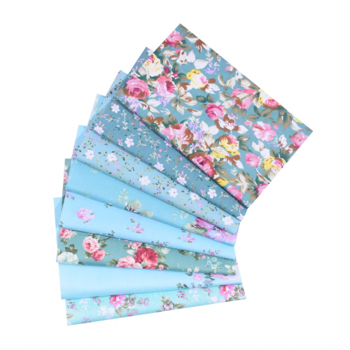 8 قطع قماش ازرق 25x25 سم