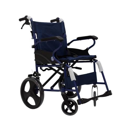 كرسي متحرك أزرق بكفر صغير 12 إنش